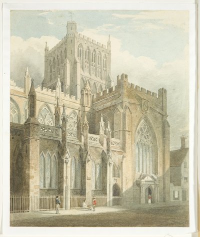 North View of Bristol Cathedral (penna och akvarell på papper) av Edward Cashin