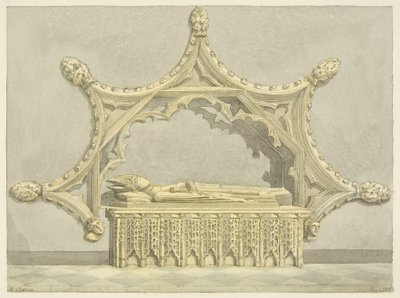 Tomb of Abbot Knowles, i Bristol Cathedral (penna och akvarell på papper) av Edward Cashin
