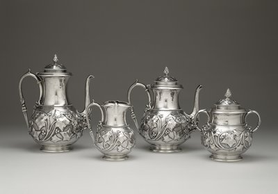 Kaffe- och teservering, c. 1856-1859 (silver och elfenben) av Edward Chandler Moore