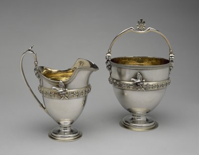 Gräddkanna och sockerkorg, ca. 1865-1869 (förgyllt silver och silver) av Edward Chandler Moore