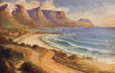 Cape Peninsula, Sydafrika: Camps Bay (färg litho) av Edward Clark Churchill Mace