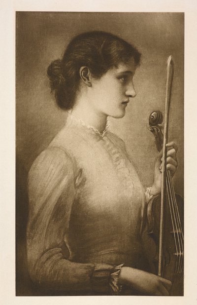 Ett porträtt. Reproduktion av målningen av den prerafaelitiska konstnären Edward Burne-Jones. av Edward Coley (after) Burne Jones