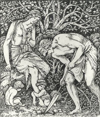 Adam och Eva (Labour: Whan Adam Delved och Eve Span, vem var då gentlemannen?) av Edward Coley (after) Burne Jones