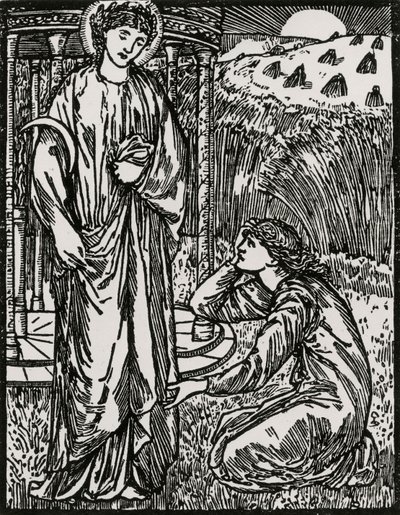 Psyche och Ceres av Edward Coley (after) Burne Jones