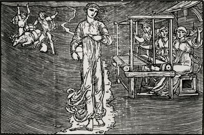 De vävande kvinnorna av Edward Coley (after) Burne Jones