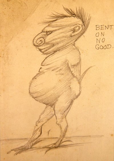 Bent on no Good (penna på papper) av Edward Coley Burne Jones