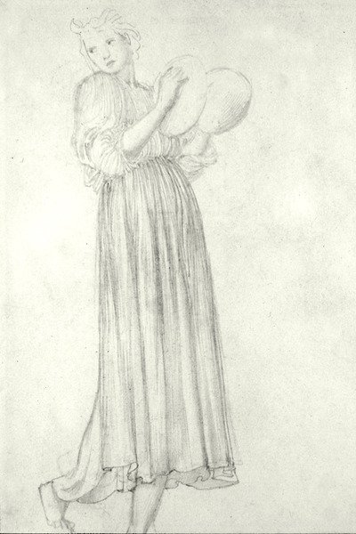 Flicka med cymbaler (penna på papper) av Edward Coley Burne Jones