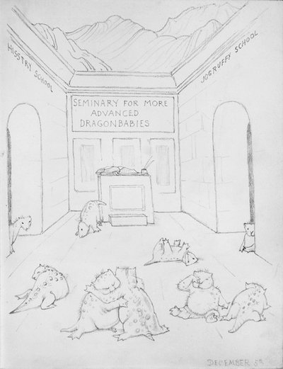 Seminarium för drakar (penna på papper) av Edward Coley Burne Jones
