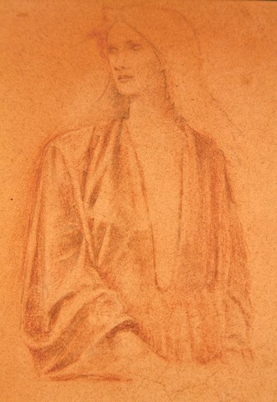 Studie av en flicka (penna på papper) av Edward Coley Burne Jones