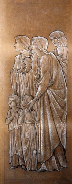 Låt de små barnen komma till mig (svartvit krita på papper) av Edward Coley Burne Jones