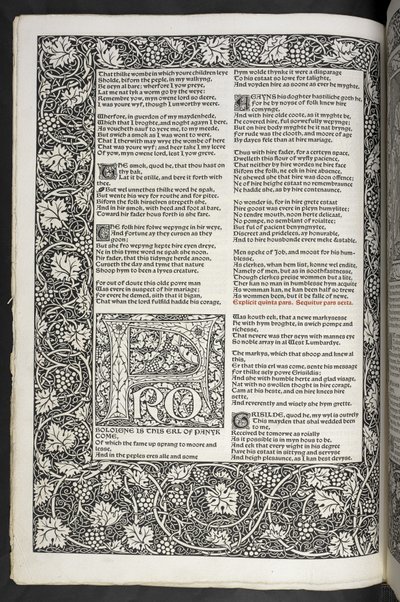 "The Works of Geoffrey Chaucer nu nytryckt med bilder designade av Sir Edward Burne-Jones" av Edward Coley Burne Jones