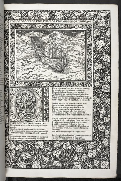 "The Works of Geoffrey Chaucer nu nytryckt med bilder designade av Sir Edward Burne-Jones" av Edward Coley Burne Jones