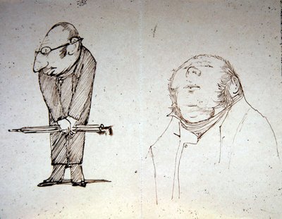 Två beskyddare (penna på papper) av Edward Coley Burne Jones