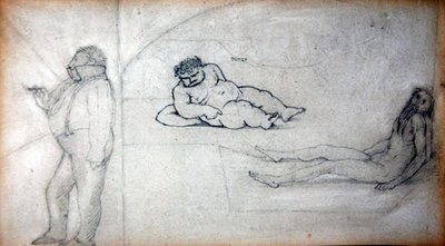 William Morris och konstnären i ett ångbad, ca 1890 (penna på papper) av Edward Coley Burne Jones