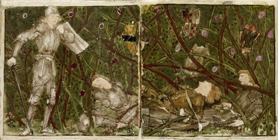 En uppsättning av sexton brickor arrangerade i par för att bilda åtta illustrationer av "Briar Rose", 1862 - 1865 (keramik) av Edward Burne Jones