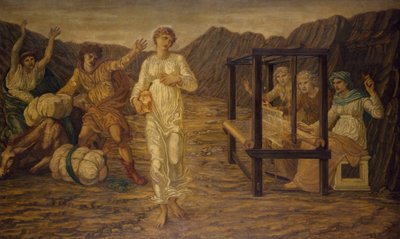 Amor och psyke - Palace Green Murals - Psyche satt av Venus the Task, 1881 av Edward Burne Jones