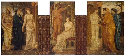 Amor och Psyche - Palace Green Murals - Psyches systrar besöker henne i Amors hus, 1881 av Edward Burne Jones