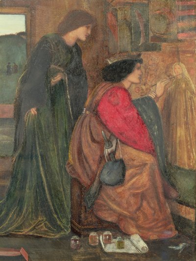 Design för en panel från King Renes Honeymoon-skåp, 1851 (se 2043 för skåp) av Edward Burne Jones