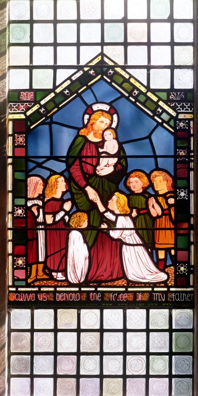 Detalj av Kristus som välsignar barnen, 1861 målat glasdetalj av 150156 av Edward Burne Jones