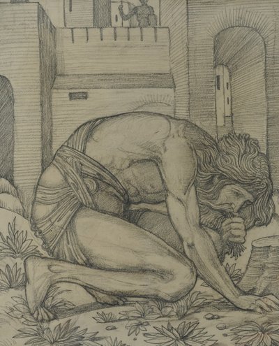 Nebuchadnezzar Eating Grass, 1878 (krita på papper) av Edward Burne Jones