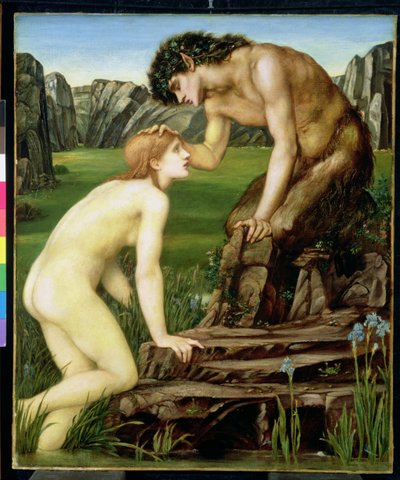Pan och Psyche, 1872-74 av Edward Burne Jones