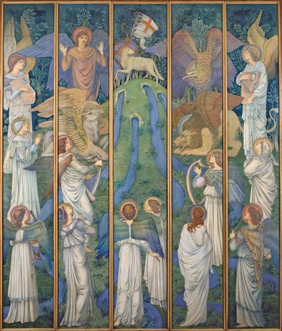 Paradiset, med tillbedjan av det heliga lammet, ca 1875-80 av Edward Burne Jones