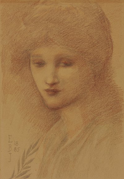 Porträtt av Laura Lyttelton, ny hyresgäst, med hennes ögon nedfällda, 1885 av Edward Burne Jones