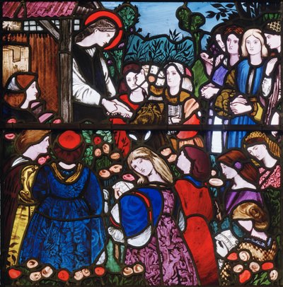 St Frideswide, detalj, 1859 (målat glas) av Edward Burne Jones
