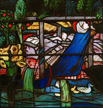 St Frideswide, detalj, 1859 (målat glas) av Edward Burne Jones