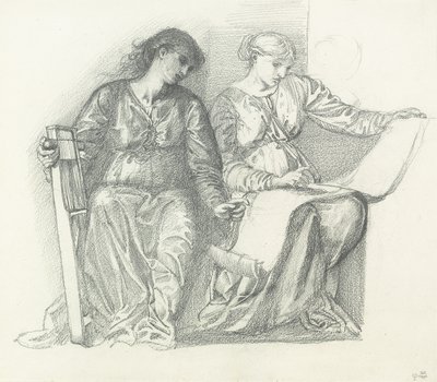 Studie för "Musik", c.1865 av Edward Burne Jones