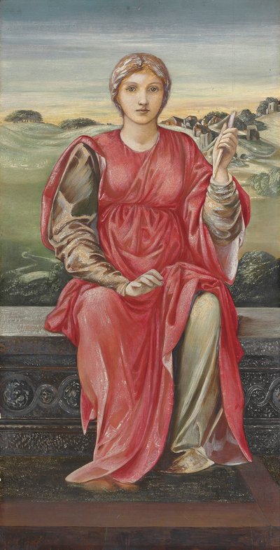 Studie för "The Hours" (blandade media på gessoed panel) av Edward Burne Jones