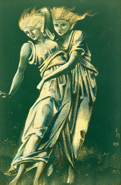 Studie av dansande figurer som omfattar: En design för metall av Edward Burne Jones