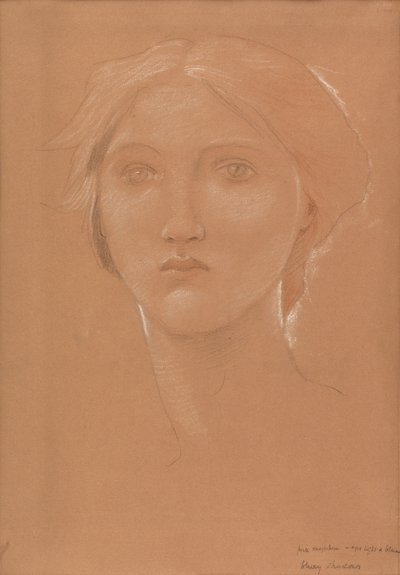Studie av chefen för Margaret Burne-Jones för "King Cophetua and the Beggar Maid" (krita på papper) av Edward Coley Burne Jones