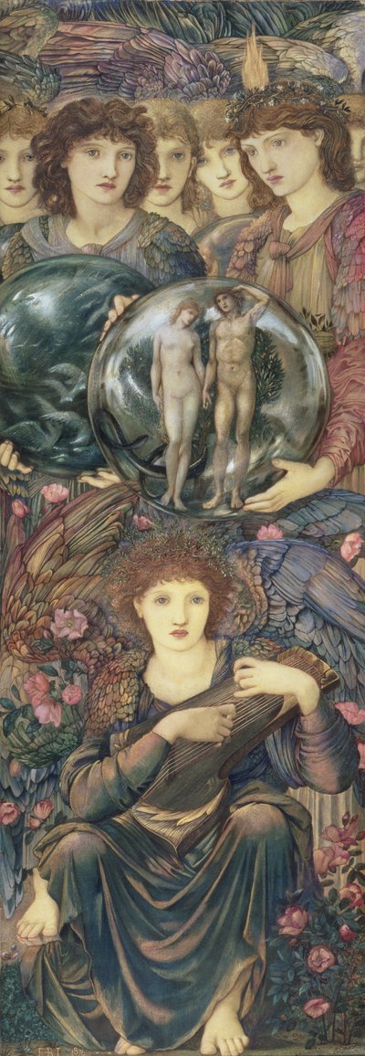The Days of Creation: The Sixth Day, 1870-76 (wc, gouache, skalguld och platinafärg på linneöverdragen panel) av Edward Burne Jones