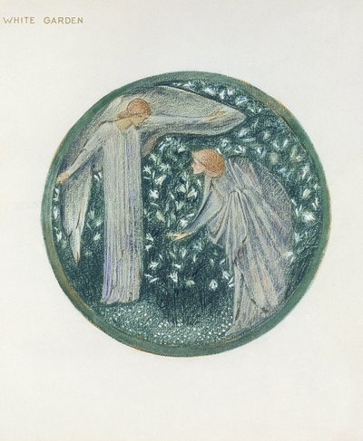 Blomsterboken: XXXIV. White Garden, 1905 (litho med gouache på papper) av Edward Burne Jones