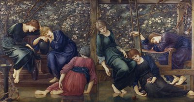 The Garden Court, från Briar Rose Series, c.1894 (olja på duk) av Edward Burne Jones