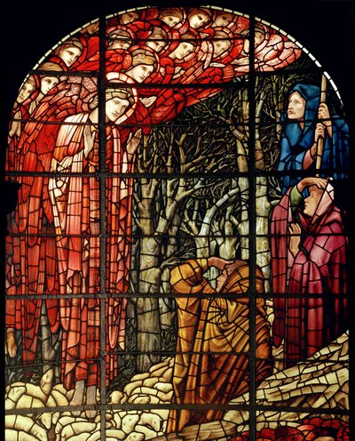 The Nativity Window, detalj, The Shepherds, 1888 (målat glas) av Edward Burne Jones