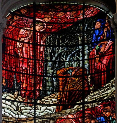Födelse och bebådelse till herdarna, 1885-1897 (målat glas) av Edward Burne Jones