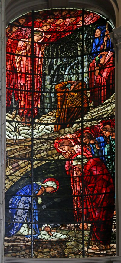 Födelse och bebådelse till herdarna, 1885-1897 (målat glas) av Edward Burne-Jones