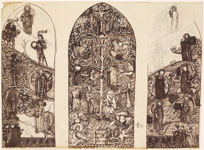 The Tree of Jesse, design för målat glas i Waltham Abbey, producerat av Powell & Co., 1860 av Edward Burne Jones