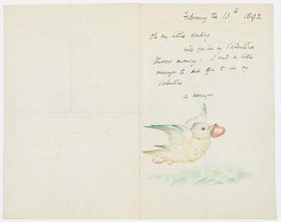 Valentine, brev till konstnärens barnbarn, Angela Thirkell, 13 februari 1892 av Edward Burne Jones
