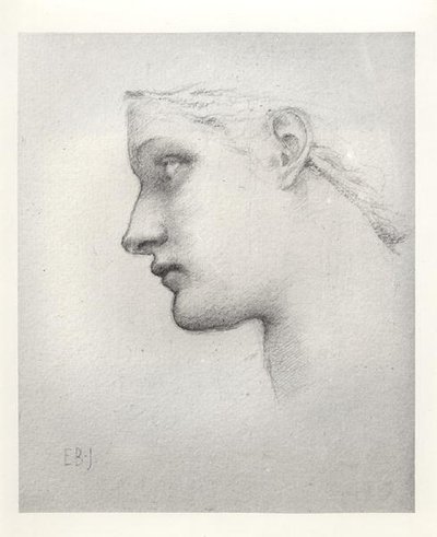 Variantstudie för huvudet av drottningen i Laus Veneris av Edward Burne Jones