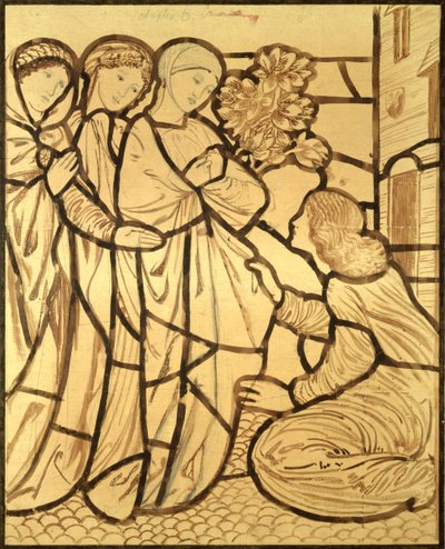 Vart är din älskade vägen, o du vackraste bland kvinnor (pensel & bläck & penna på papper) av Edward Burne Jones