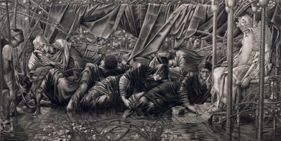 The Legend of the Briar Rose: Rådsrummet, pub. av Thomas Agnew & Sons, 1890 (fotogravyr) av Edward Coley after Burne Jones