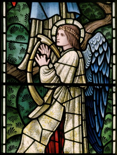 Wilden, All Saints, Morris & Co., Edward Burne-Jones, John Henry Dearle (1859-1932), Angels Of Paradise, Angel Musicians, detalj, 1902-1914, Louisa, Alfred, The Baldwins, Premiärminister, Methodist, Wo av Edward Coley and Dearle Burne Jones