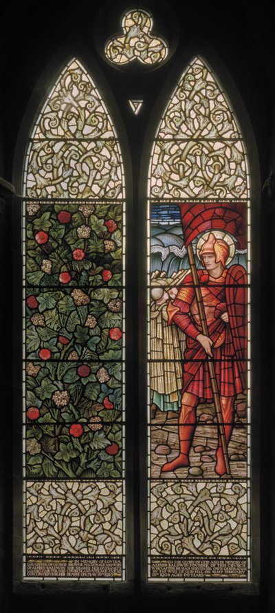 Wilden, All Saints, Morris & Co., Edward Burne-Jones, John Henry Dearle (1859-1932), Foliage & Joshua, 1902-1914, Louisa, Alfred, The Baldwins, premiärminister, metodist, Worcestershire, Arts & Crafts av Edward Coley and Dearle Burne Jones