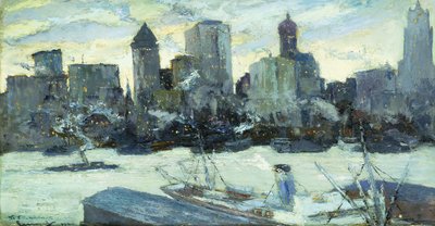 New Yorks hamn på vintern av Edward Cucuel
