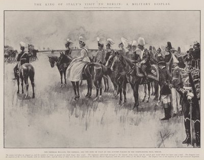 Kungen av Italiens besök i Berlin, en militär uppvisning (gravyr) av Edward Cucuel