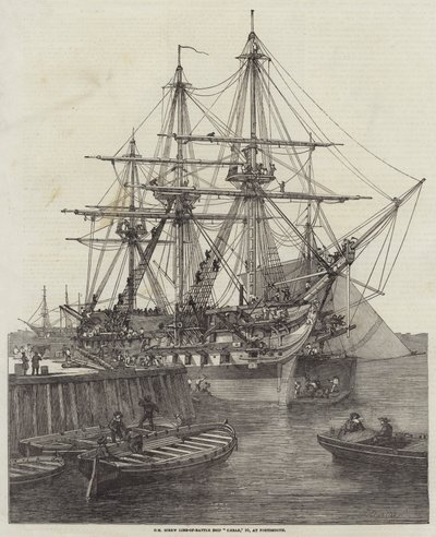 HM Screw Line-of-Battle Ship Caesar, 90, i Portsmouth av Edward Duncan