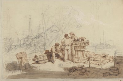 Studie av fiskare och redskap av Edward Duncan